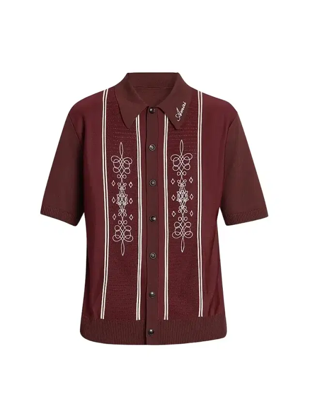 AMIRI Men's Abstract Paneled Wool-Blend Short-Sleeve Shirt