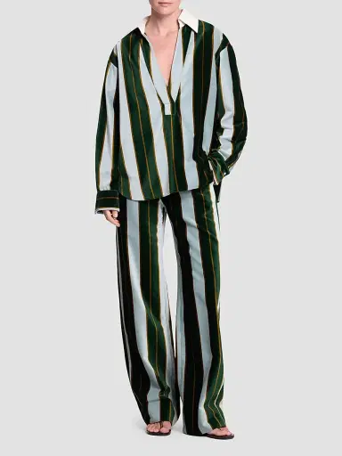 TWP Women's Isla Striped Cotton Wide-Leg Pants | Thumbnail 2 TWP Women's Isla Striped Cotton Wide-Leg Pants | Thumbnail 2