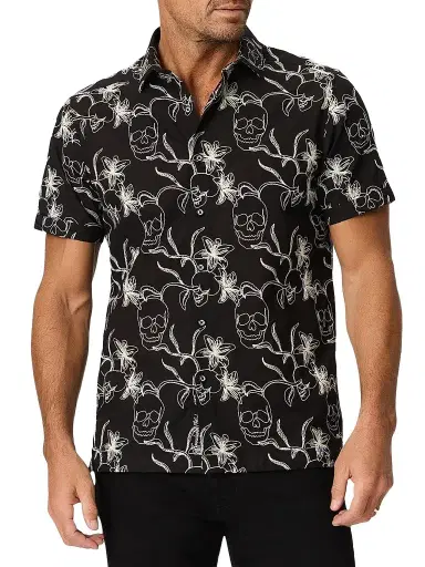 Robert Graham Men's Emden Skull-Schiffli Cotton-Blend Shirt | Thumbnail 1
