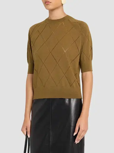 Dries Van Noten Women's Tuan Geometric Wool Top | Thumbnail 4