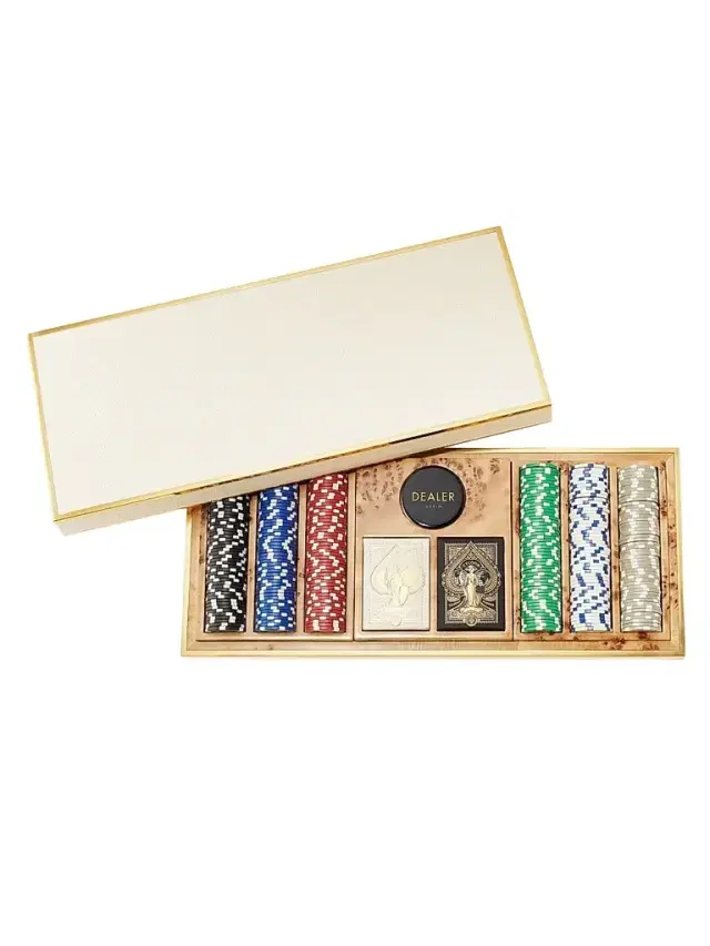 AERIN Shagreen Leather Poker Set
