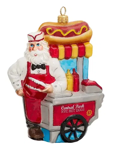 Joy To The World Central Park Hot Dog Vendor 3D Christmas Ornament | Thumbnail 1