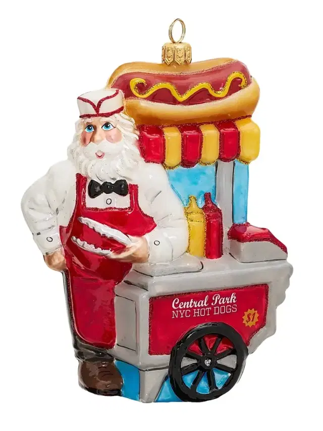 Joy To The World Central Park Hot Dog Vendor 3D Christmas Ornament