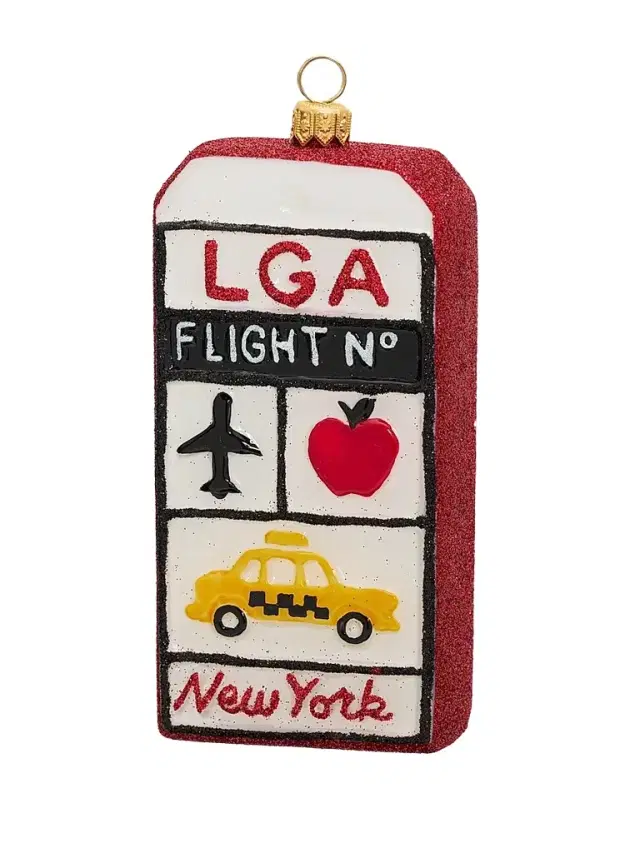 Joy To The World Glass NYC Luggage Tag Ornament