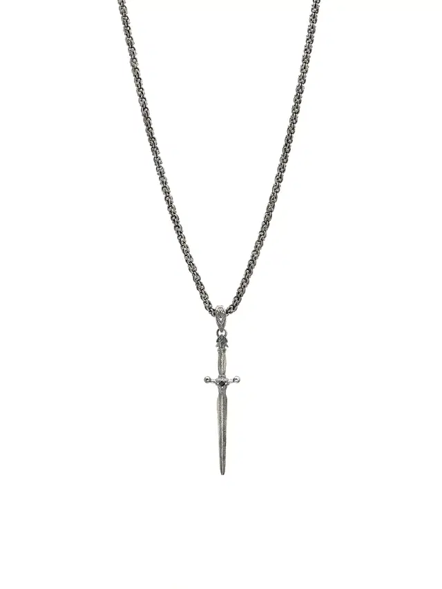 Men's Skulls & Daggers Sterling Silver & Black Diamond Skull Necklace