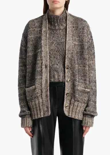 Khaite Maura Cardigan In Sepia And Black Multi | Thumbnail 4