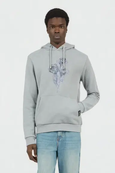 Roberto Cavalli Grey Sweatshirt with Printed Roses | Thumbnail 2