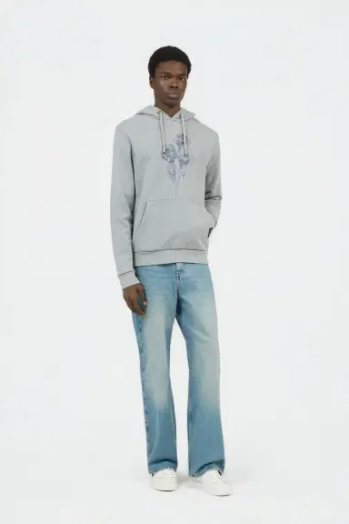 Roberto Cavalli Grey Sweatshirt with Printed Roses | Thumbnail 6