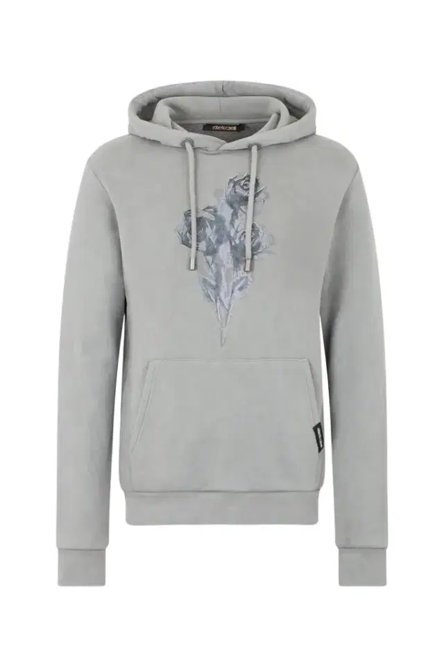 Roberto Cavalli Grey Sweatshirt with Printed Roses