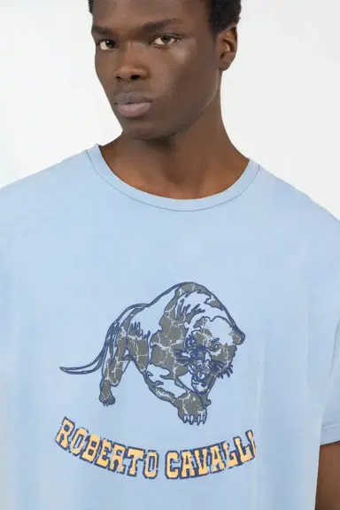 Roberto Cavalli Light Blue T-Shirt | Thumbnail 4 Roberto Cavalli Light Blue T-Shirt | Thumbnail 4