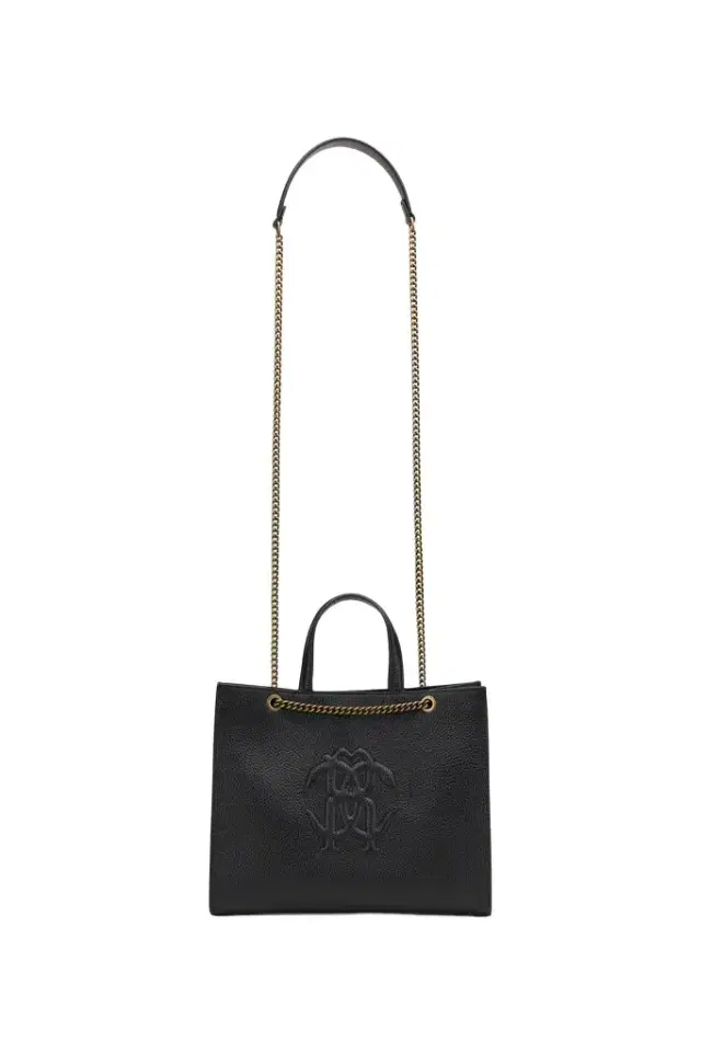 Black Leather Monogram RC Shoulder Bag