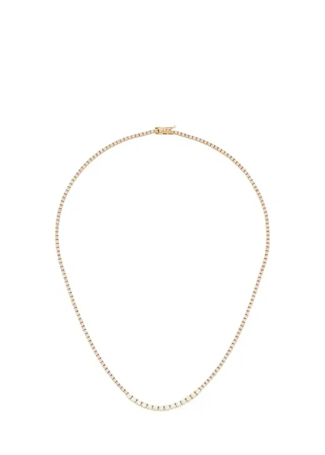 Jennifer Meyer Small 4-Prong Pink Sapphire Tennis Necklace with Diamond Accents in Yellow
