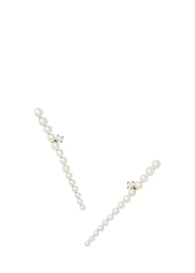 ATLAS LOVE Swan Diamond Multi Pearl Wave Earrings