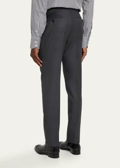 Tom Ford Men's Wool Sharkskin Flat-Front Pants | Thumbnail 3 Tom Ford Men's Wool Sharkskin Flat-Front Pants | Thumbnail 3