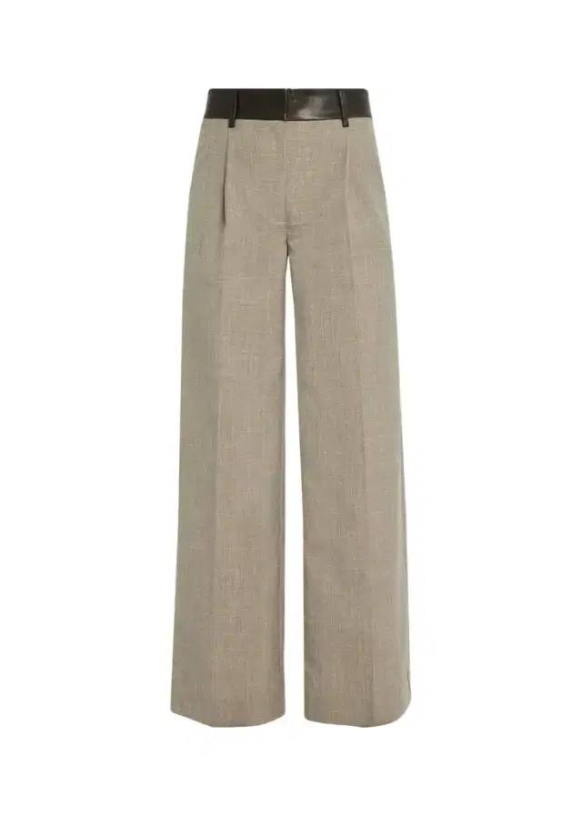 Christopher Esber Tropical Wool Leather-Waisted Wide-Leg Trousers