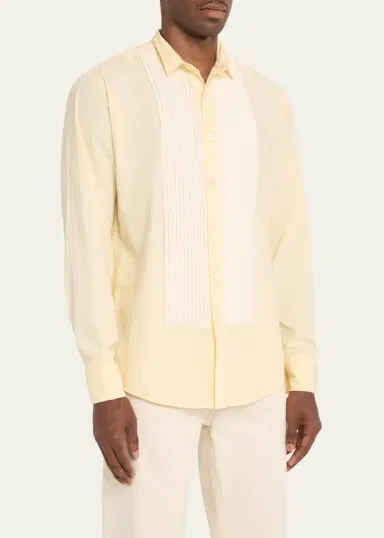 Sanderlak Men's Poplin Plisse French Cuff Tuxedo Dress Shirt | Thumbnail 4