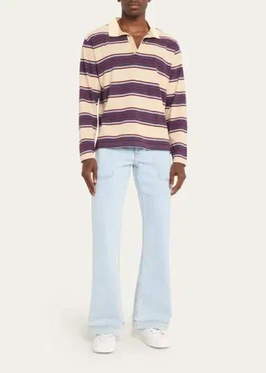 Sanderlak Men's Relaxed Stripe Rugby Polo Shirt | Thumbnail 2 Sanderlak Men's Relaxed Stripe Rugby Polo Shirt | Thumbnail 2