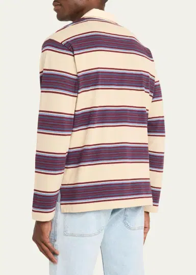 Sanderlak Men's Relaxed Stripe Rugby Polo Shirt | Thumbnail 3 Sanderlak Men's Relaxed Stripe Rugby Polo Shirt | Thumbnail 3