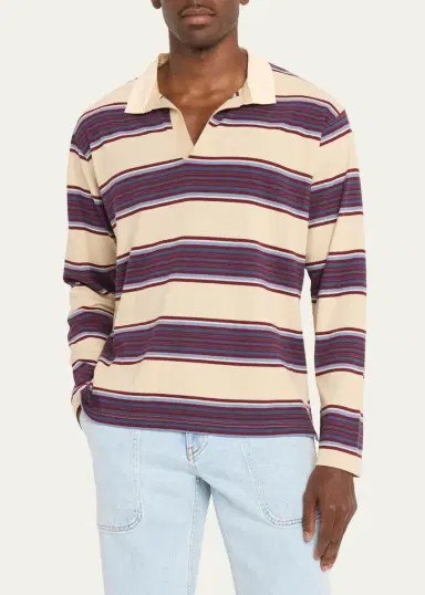 Sanderlak Men's Relaxed Stripe Rugby Polo Shirt | Thumbnail 4 Sanderlak Men's Relaxed Stripe Rugby Polo Shirt | Thumbnail 4