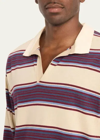 Sanderlak Men's Relaxed Stripe Rugby Polo Shirt | Thumbnail 5 Sanderlak Men's Relaxed Stripe Rugby Polo Shirt | Thumbnail 5