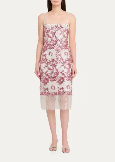 Costarellos Biona Sleeveless Sequined Metallic Lace Midi Dress | Thumbnail 2