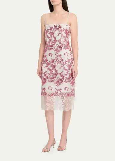 Costarellos Biona Sleeveless Sequined Metallic Lace Midi Dress | Thumbnail 4