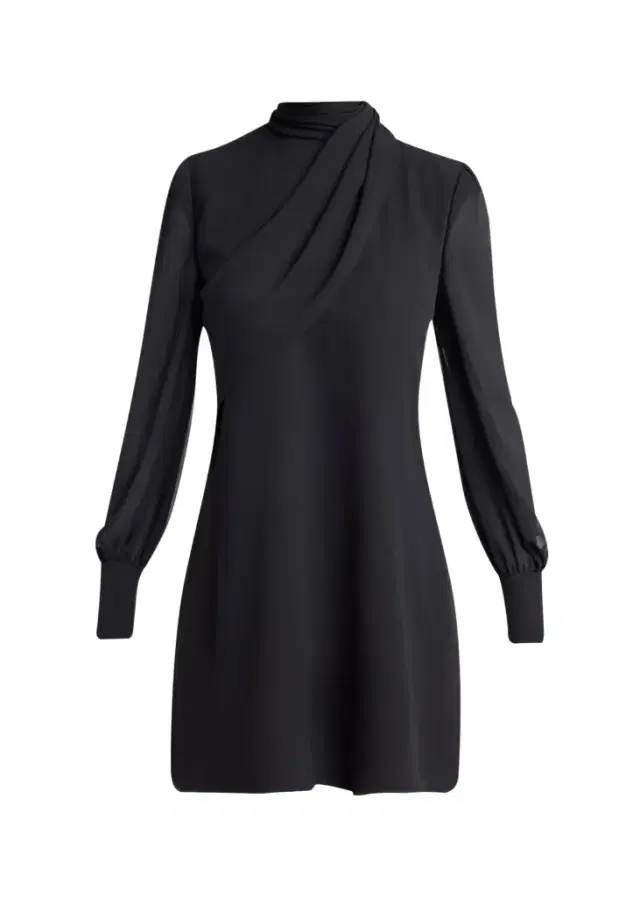 Valentino Garavani Mock-Neck Draped Silk Georgette Mini Dress
