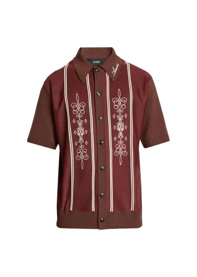 AMIRI Men's Abstract Paneled Wool-Blend Short-Sleeve Shirt