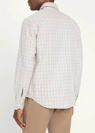 Baldassari Men's Santini Micro-Check Cotton Shirt | Thumbnail 3 Baldassari Men's Santini Micro-Check Cotton Shirt | Thumbnail 3