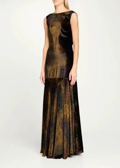 Kiton Velvet Draped Open-Back Sleeveless Gown | Thumbnail 4