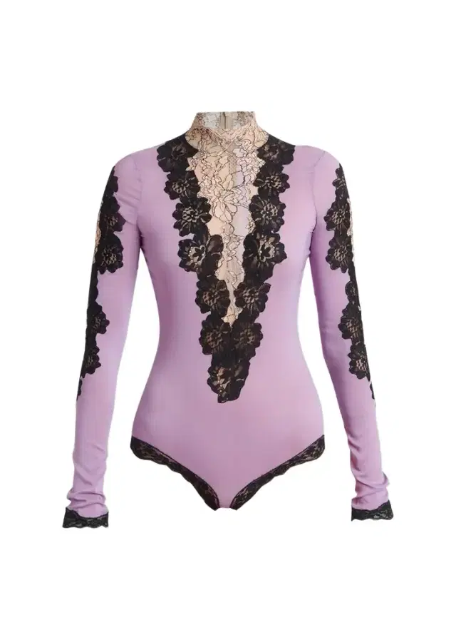 Valentino Garavani Lace & Jersey Turtleneck Bodysuit