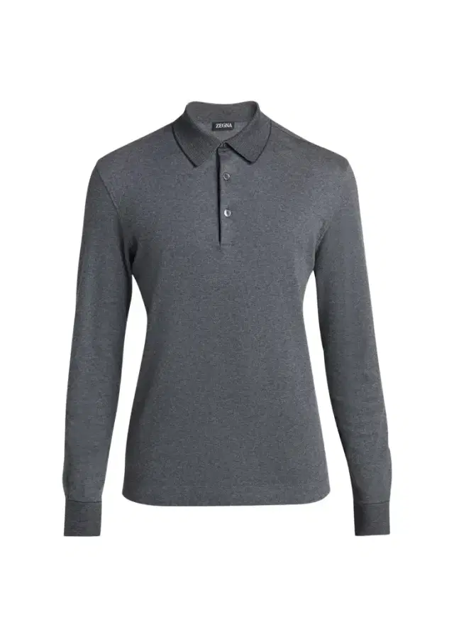 Zegna Men's Cotton Pique Long-Sleeve Polo Shirt