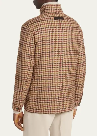 Zegna Men's Cashmere Houndstooth Shirt Jacket | Thumbnail 3