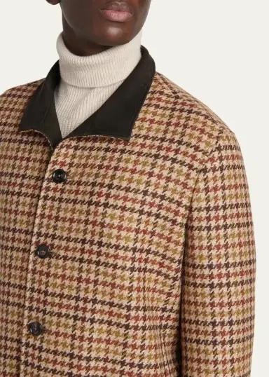 Zegna Men's Cashmere Houndstooth Shirt Jacket | Thumbnail 5