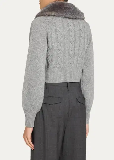 Toccin Rita Cable-Knit Cardigan with Removable Collar | Thumbnail 3