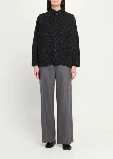 Eskandar 3/4 Width High Neck Cardigan - Mid Length | Thumbnail 2