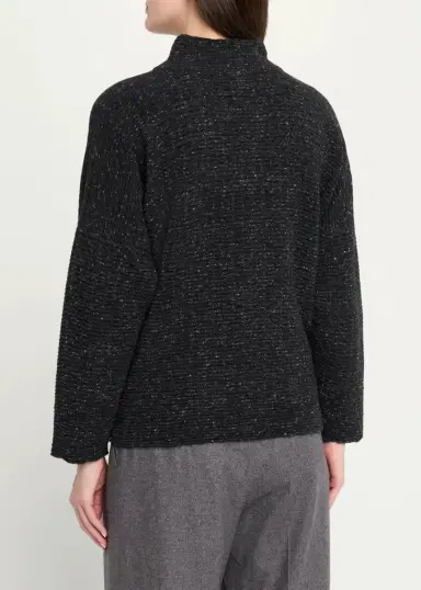 Eskandar 3/4 Width High Neck Cardigan - Mid Length | Thumbnail 3