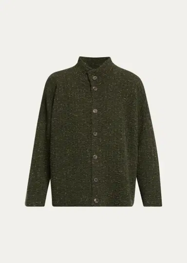 Eskandar 3/4 Width High Neck Cardigan - Mid Length | Thumbnail 6