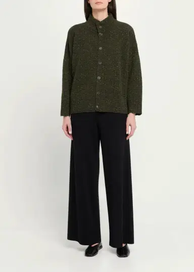 Eskandar 3/4 Width High Neck Cardigan - Mid Length | Thumbnail 7