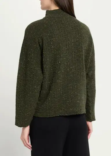 Eskandar 3/4 Width High Neck Cardigan - Mid Length | Thumbnail 8