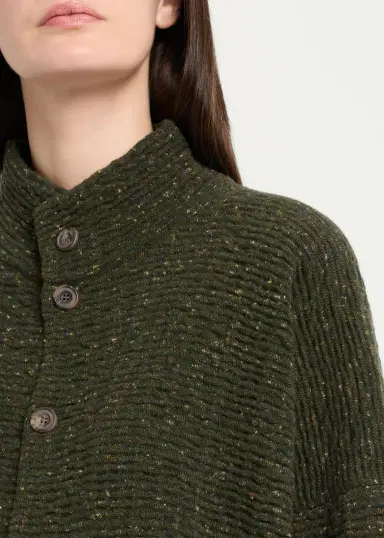 Eskandar 3/4 Width High Neck Cardigan - Mid Length | Thumbnail 10