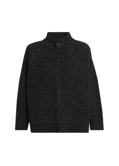 Eskandar 3/4 Width High Neck Cardigan - Mid Length | Thumbnail 1