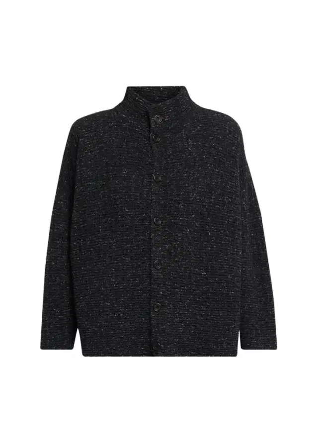Eskandar 3/4 Width High Neck Cardigan - Mid Length