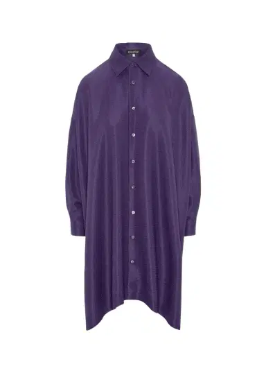 Eskandar Wide A-Line Shirt With Collar - Very Long Length With Slits | Thumbnail 1