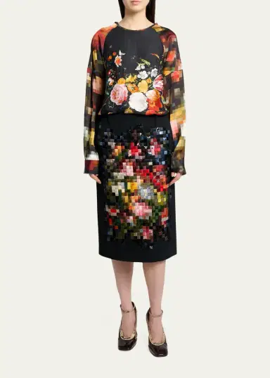 Dries Van Noten Pixel Fruit Print Long-Sleeve Top | Thumbnail 2