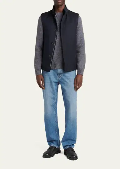 Zegna Men's Motorin Button-Front Vest | Thumbnail 2