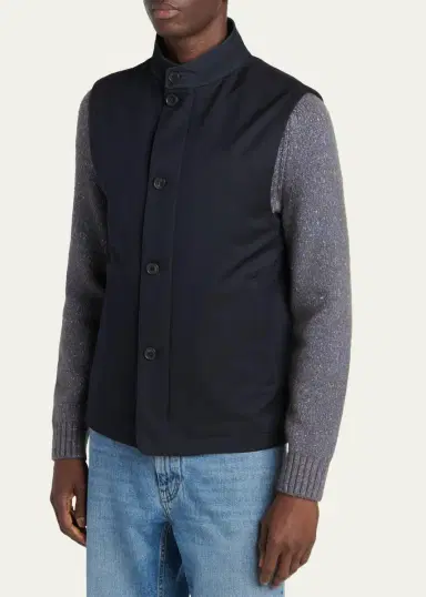 Zegna Men's Motorin Button-Front Vest | Thumbnail 4