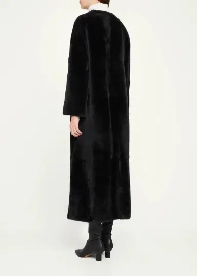 Yves Salomon Manteau Lamb Shearling Collarless Long Coat | Thumbnail 3
