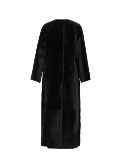 Yves Salomon Manteau Lamb Shearling Collarless Long Coat | Thumbnail 1