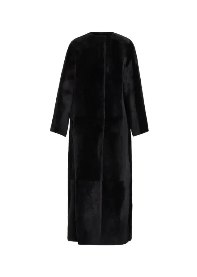 Manteau Lamb Shearling Collarless Long Coat